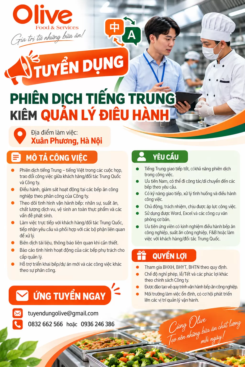 PHIÊN DỊCH TIẾNG TRUNG KIÊM QUẢN LÝ ĐIỀU HÀNH