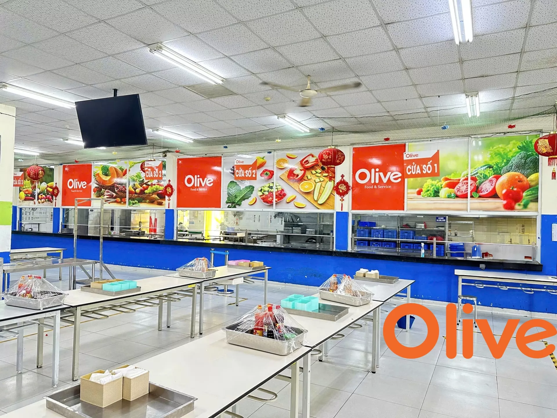 Nhà Ăn Chuẩn Mẫu Tại Olive – Gọn Gàng, Sạch Sẽ, Đậm Chất Riêng